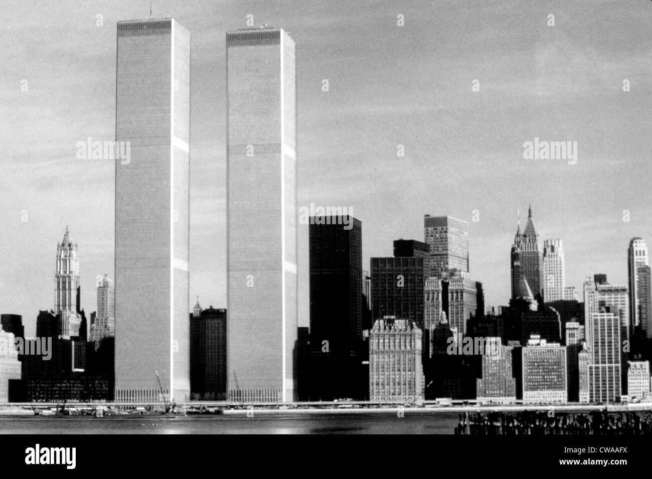 New York Skyline Black And White With Twin Towers