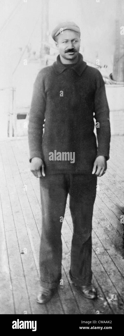 Matthew Henson (1866-1955), African American member of Robert Peary's Arctic exploration team, on the deck of the expedition Stock Photo