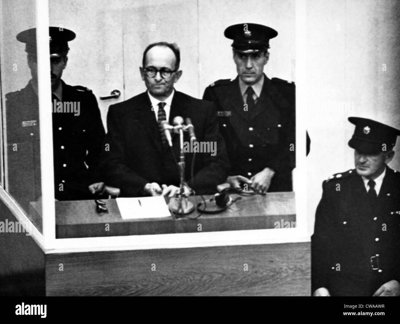 Adolph Eichmann on the opening day of his trial for war crimes, Israel, April 11, 1961.. Courtesy: CSU Archives / Everett Stock Photo