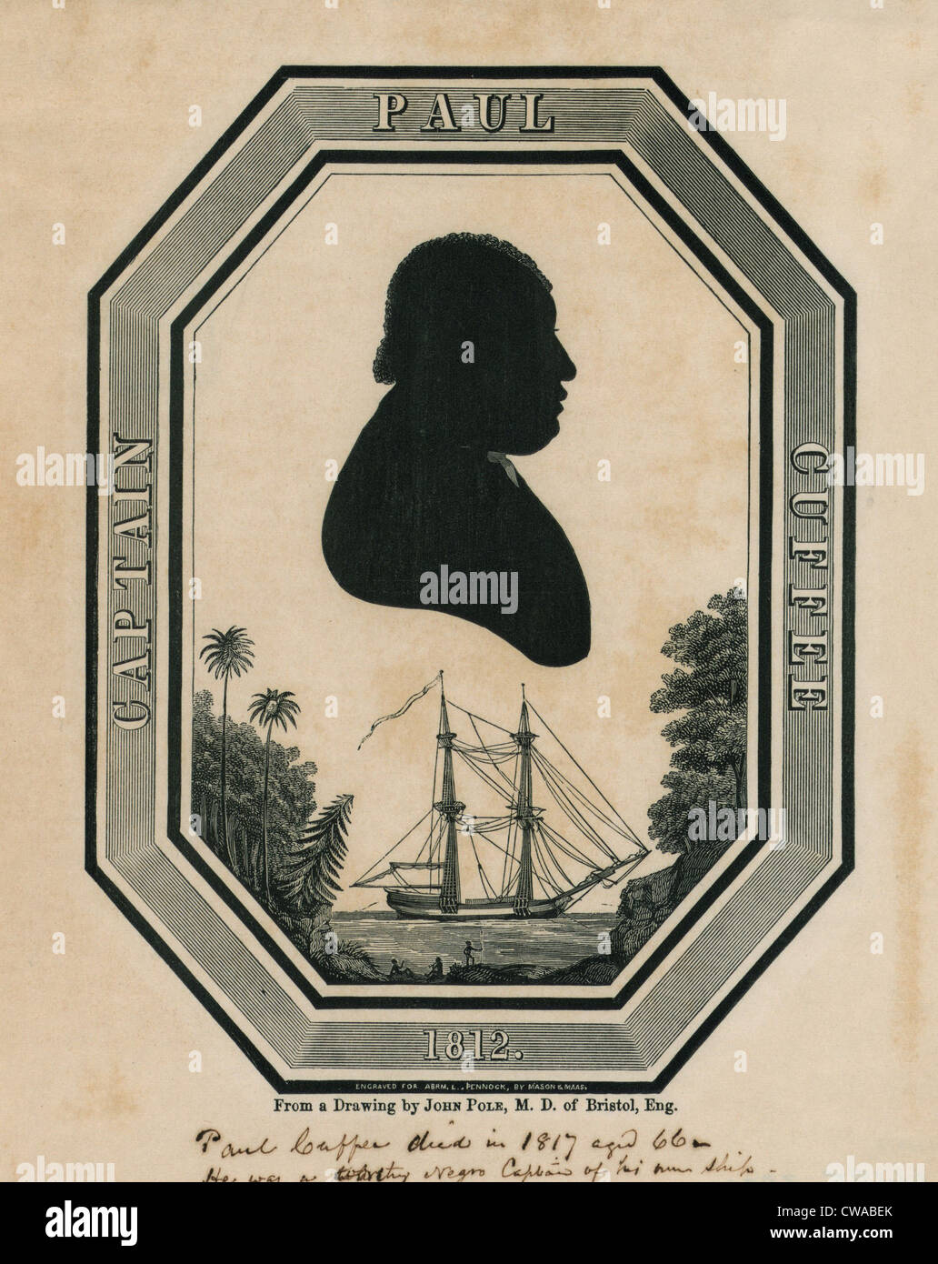 Paul Cuffe (1759-1817), silhouette portrait of the free black ...