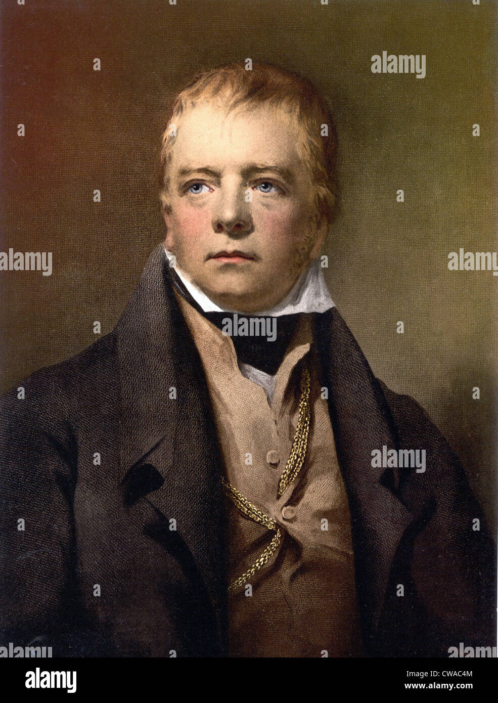 Sir Walter Scott (1771-1832) Scottish author who wrote narrative poetry early in his career, before the historical novel became Stock Photo