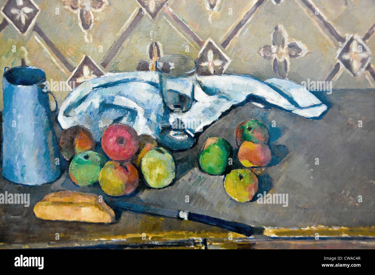 Paul Cézanne Fruits, serviette et boite a lait 1881 Musée de l'Orangerie - Paris Stock Photo