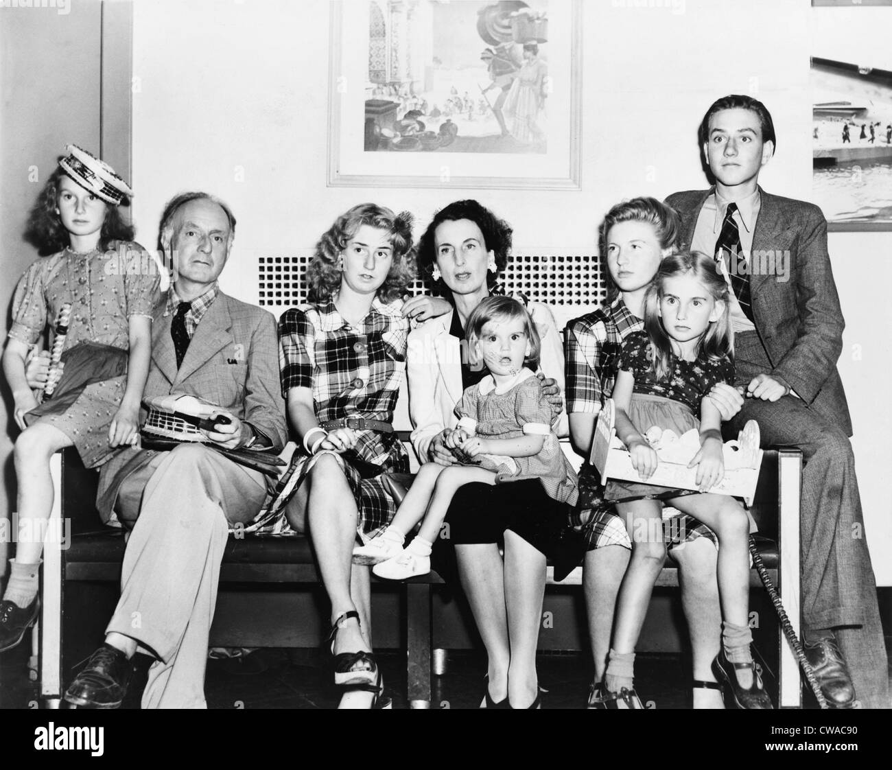 Kay Boyle (1902-1992), American writer, with her second husband, expatriate writer, Lawrence E. Vail, and their family after Stock Photo