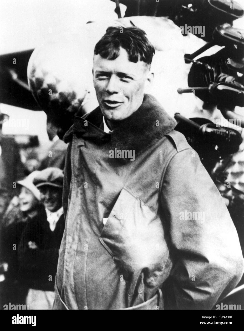 Charles Lindbergh after his trans-Atlantic flight, Paris, 1927. Courtesy: CSU Archives / Everett Collection Stock Photo