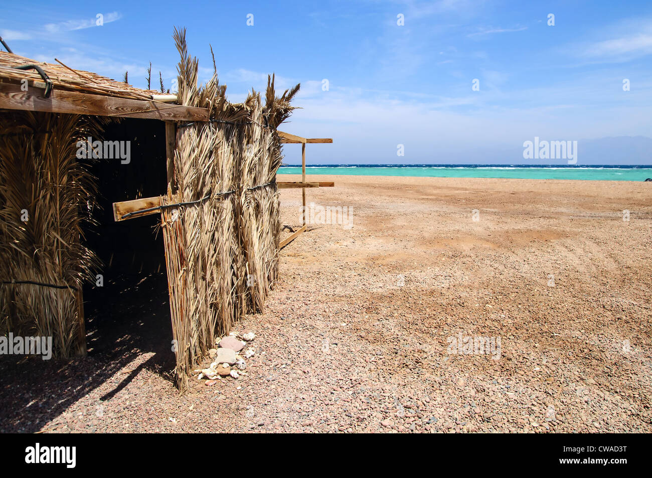 tourist shanty on the beach of Red Sea Stock Photo