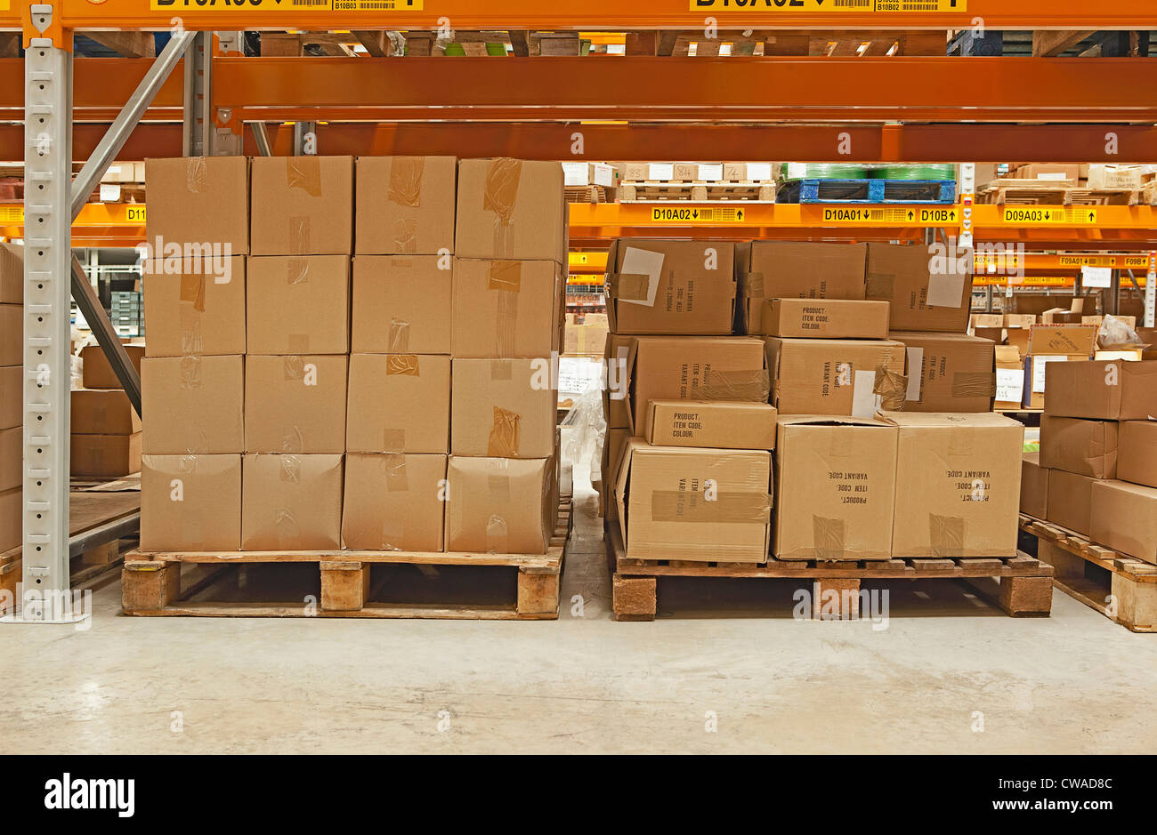 Cardboard boxes in warehouse Stock Photo Alamy