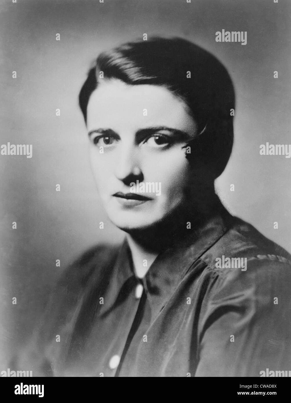 Ayn Rand (1905-1982) Russian born and educated author of popular novels, espoused her philosophy of Objectivism, an extreme Stock Photo