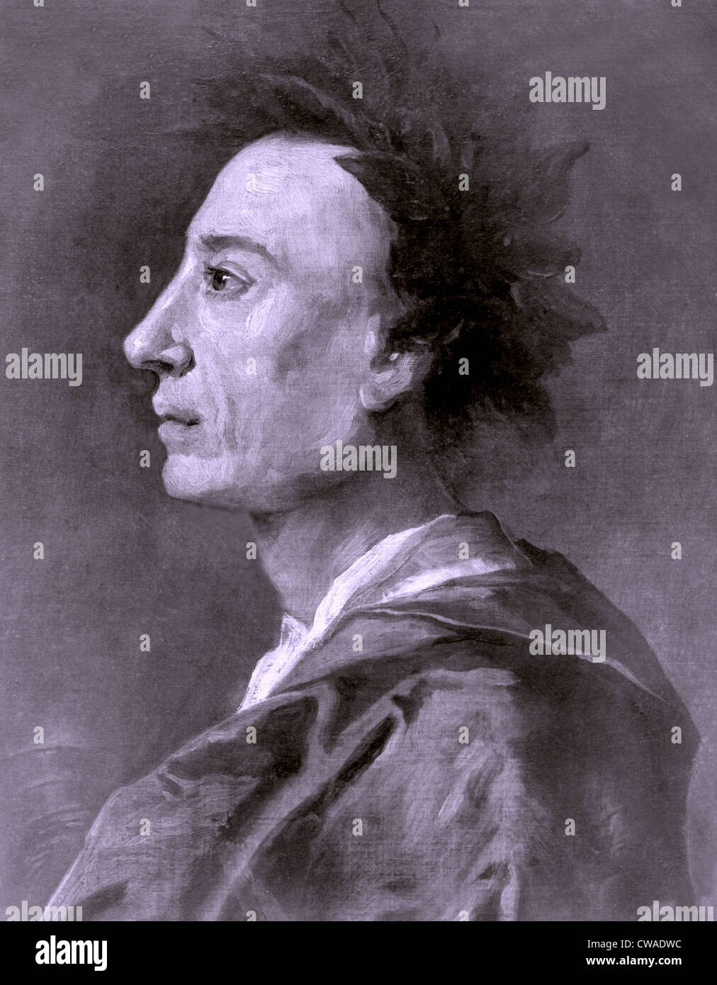 Alexander Pope (1688-1744) was one of the most important English poet and writers of the 18th century. Stock Photo