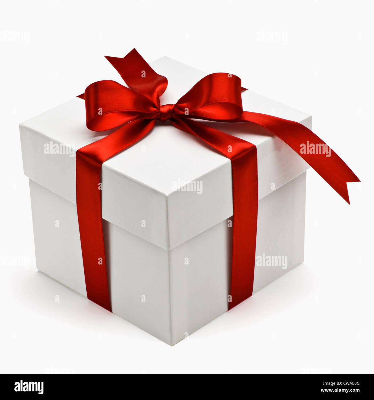 Gift box with red ribbon Stock Photo Alamy