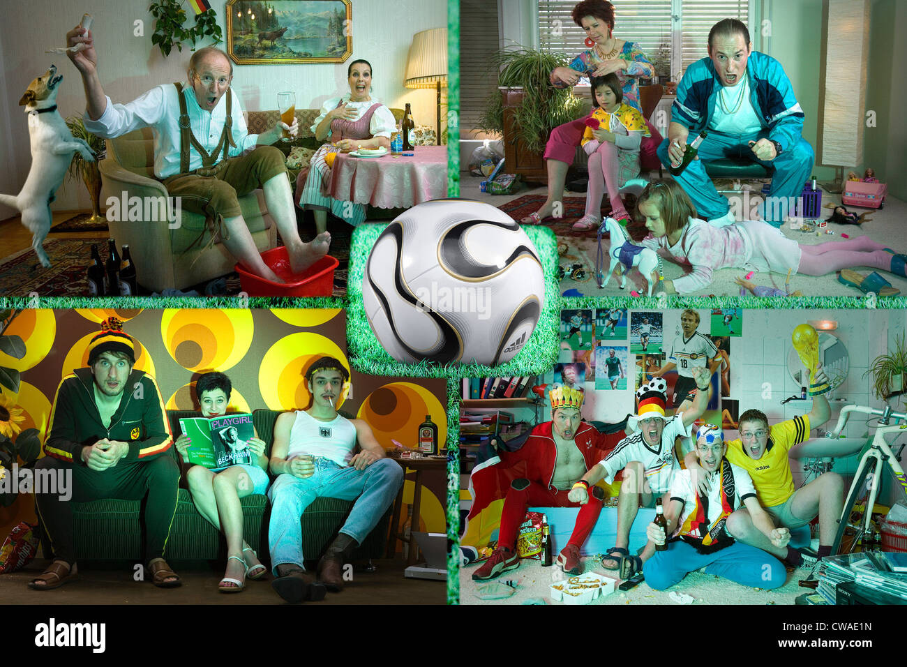 Riedlingen, football fans in front of TV Stock Photo