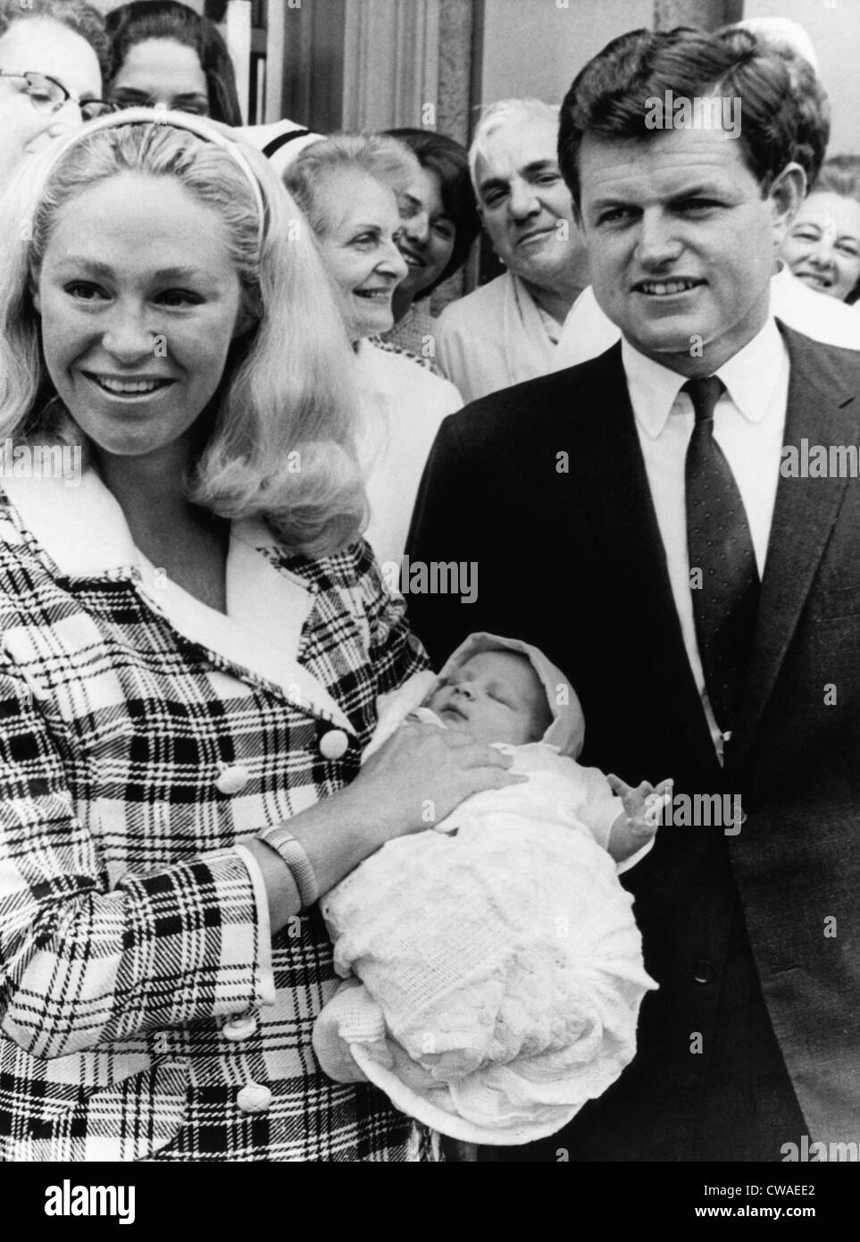 Senator Edward Kennedy and his wife, Joan Kennedy, with their baby son, Patrick Joseph Kennedy, St. Elizabeth's Hospital, Stock Photo