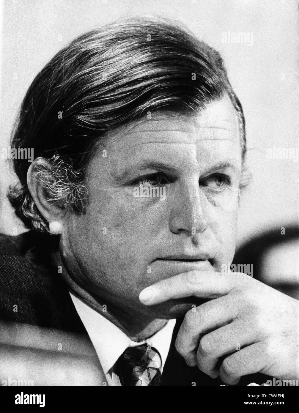 Senator Edward Kennedy, chairing the Senate Health Subcommittee, February 21, 1973, Courtesy: CSU Archives/Everett Collection Stock Photo