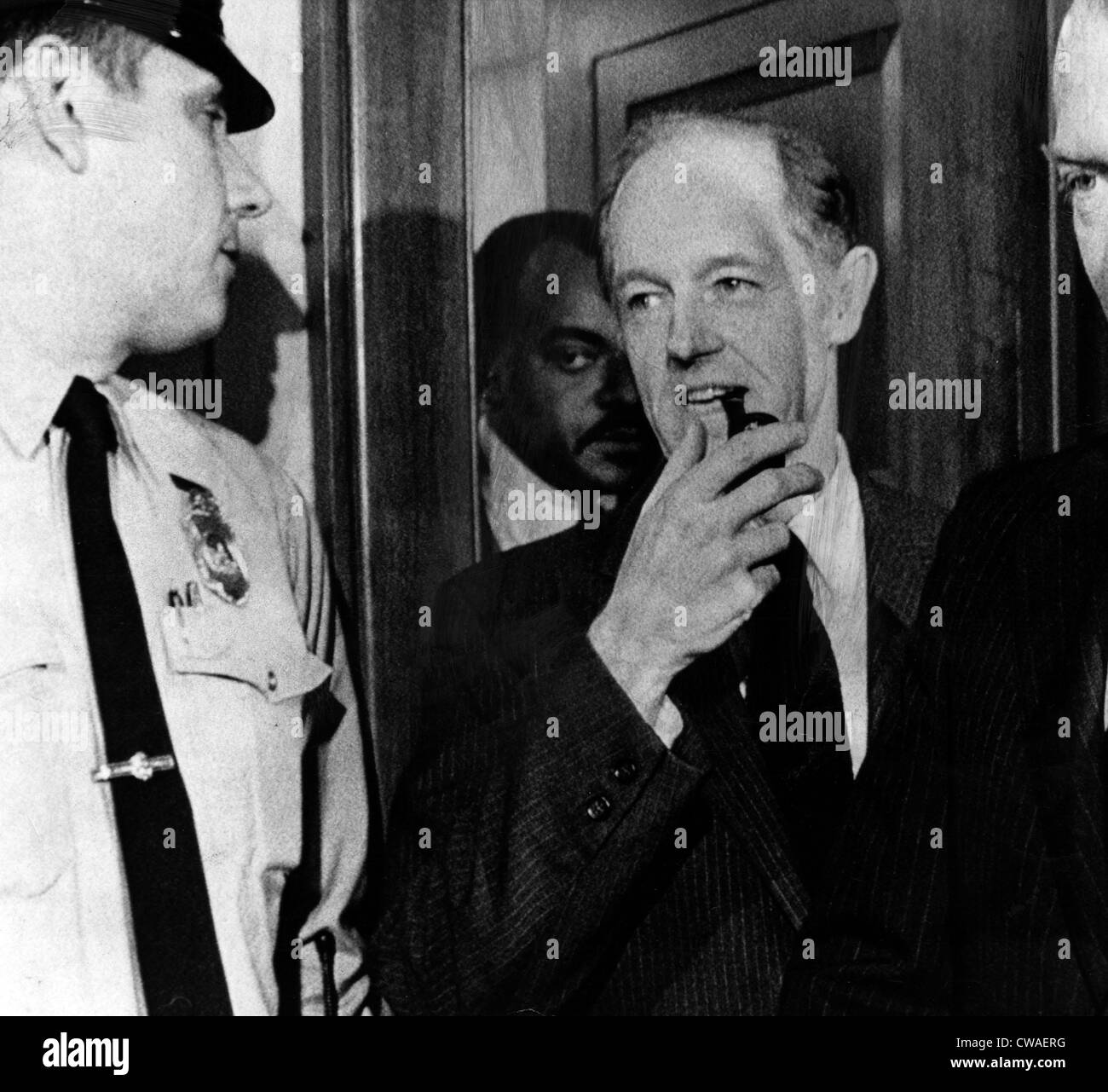 E. Howard Hunt leaves Senate Office after conferring with Watergate