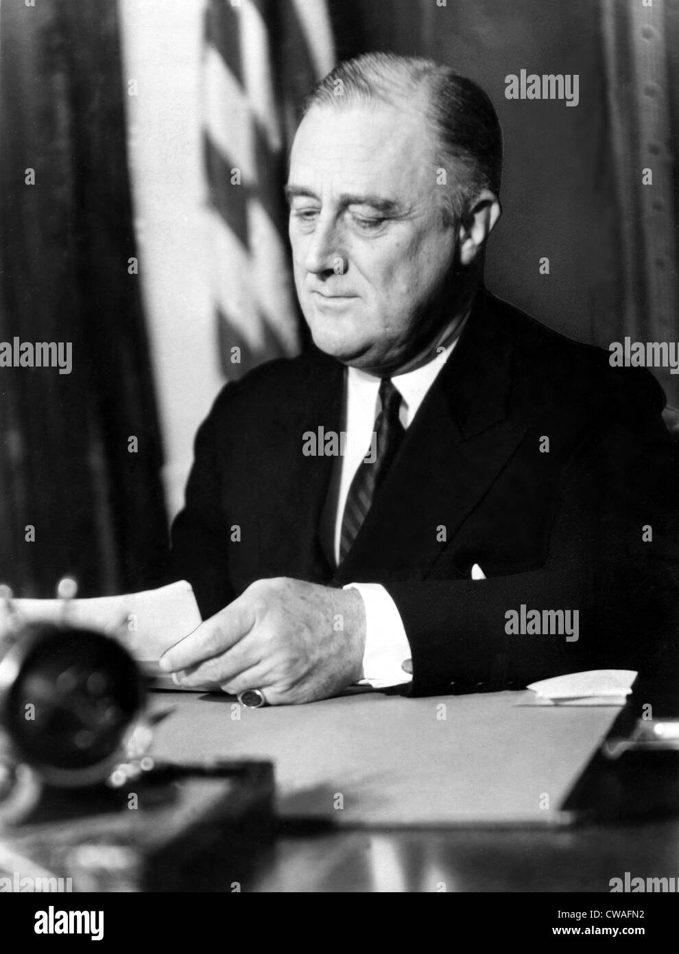 President Franklin Delano Roosevelt (1882-1945) 32nd President, 3/2/35, photo by Margaret Bourke-White. Courtesy: CSU Archives Stock Photo