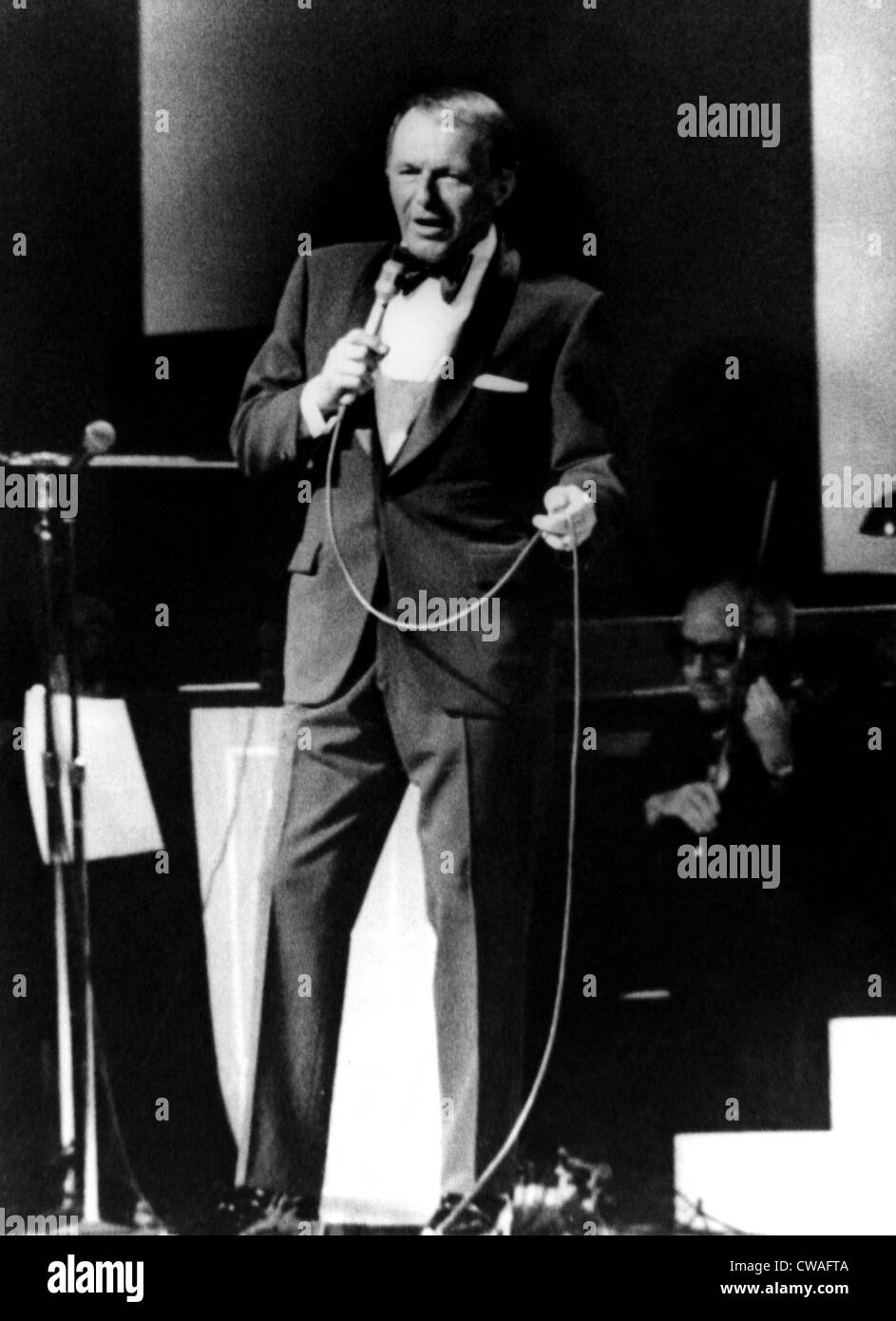 Frank Sinatra at the Motion Picture, Television Relief Gala in Hollywood in a farewell performace after announcing his Stock Photo