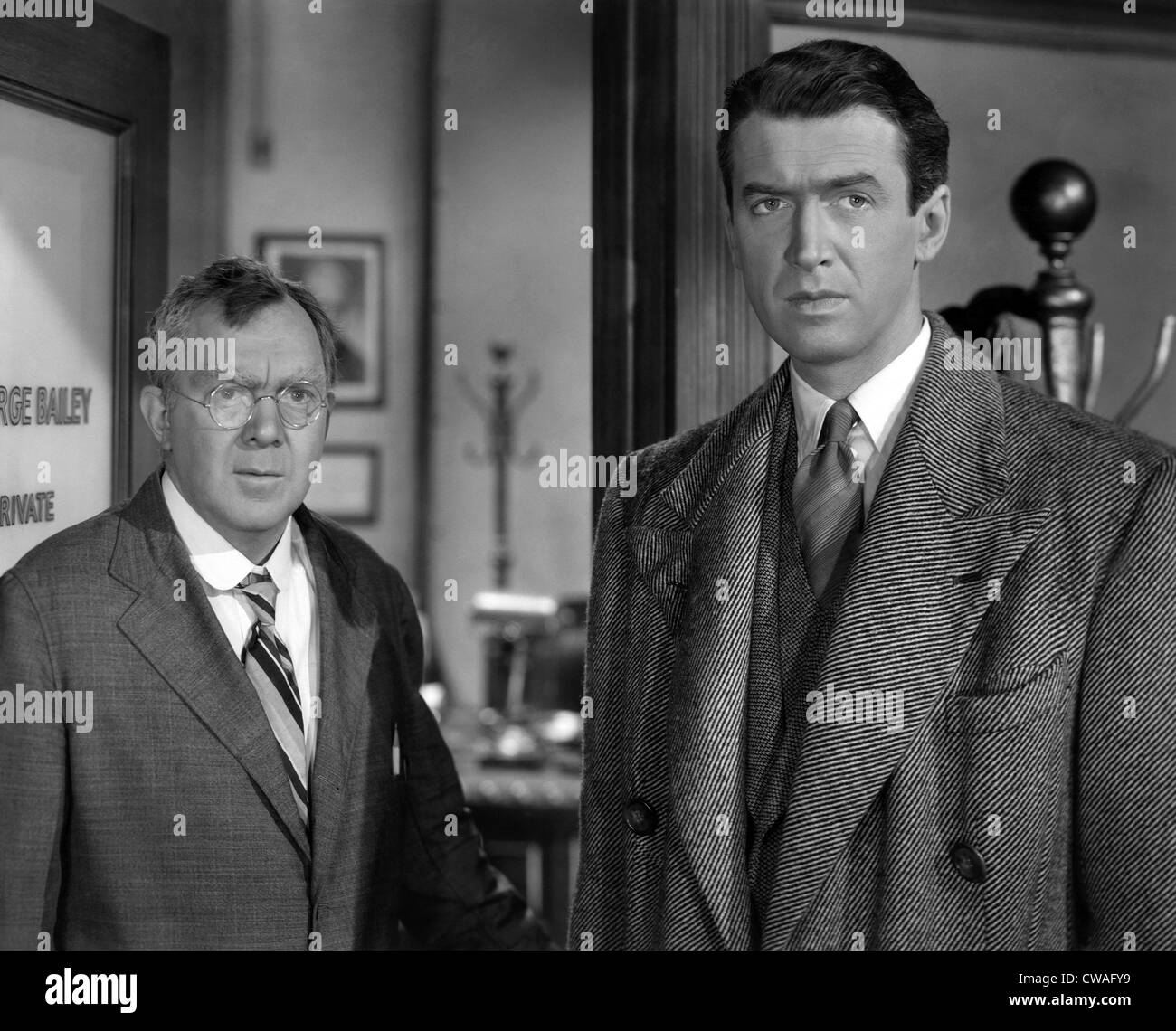 IT'S A WONDERFUL LIFE, Thomas Mitchell, James Stewart, 1946.. Courtesy: CSU Archives / Everett Collection Stock Photo