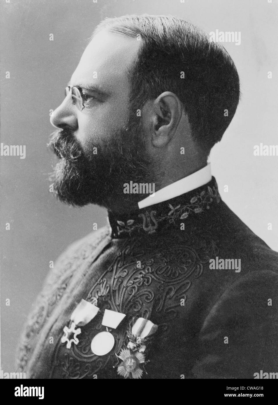 John Philip Sousa (1854-1932), wearing band uniform with medals.  After retiring from the Marines, Sousa formed his own band Stock Photo