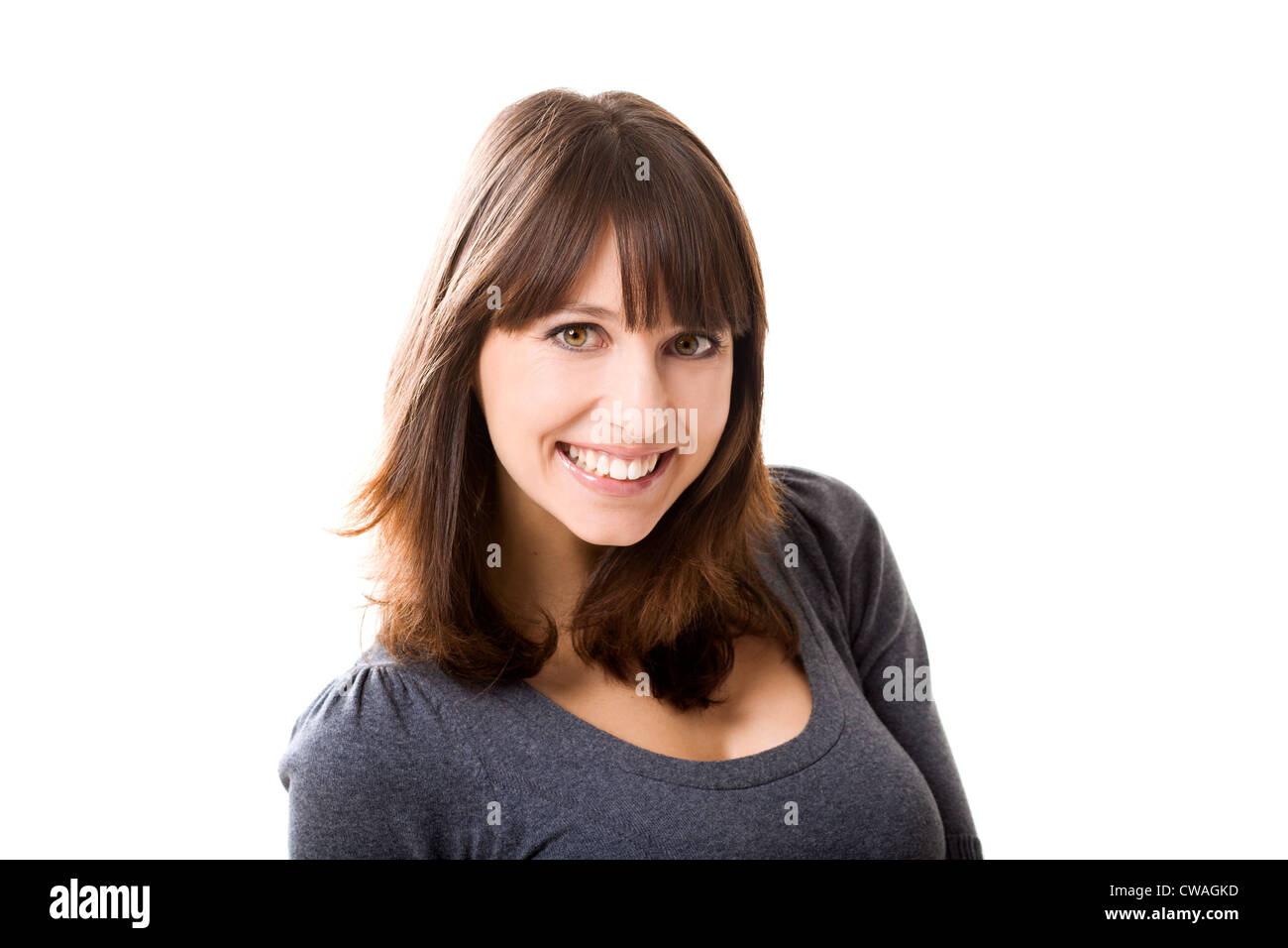 Beautiful young woman smiling, isolated on a white background Stock ...