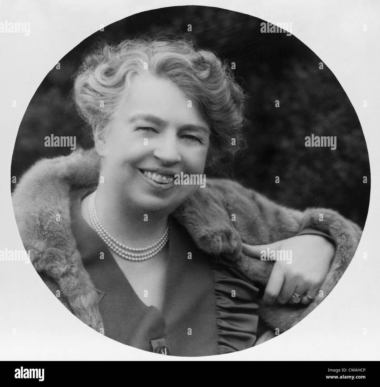 Eleanor Roosevelt (1884-1962) smiling in a relaxed portrait from the 1940's. Stock Photo