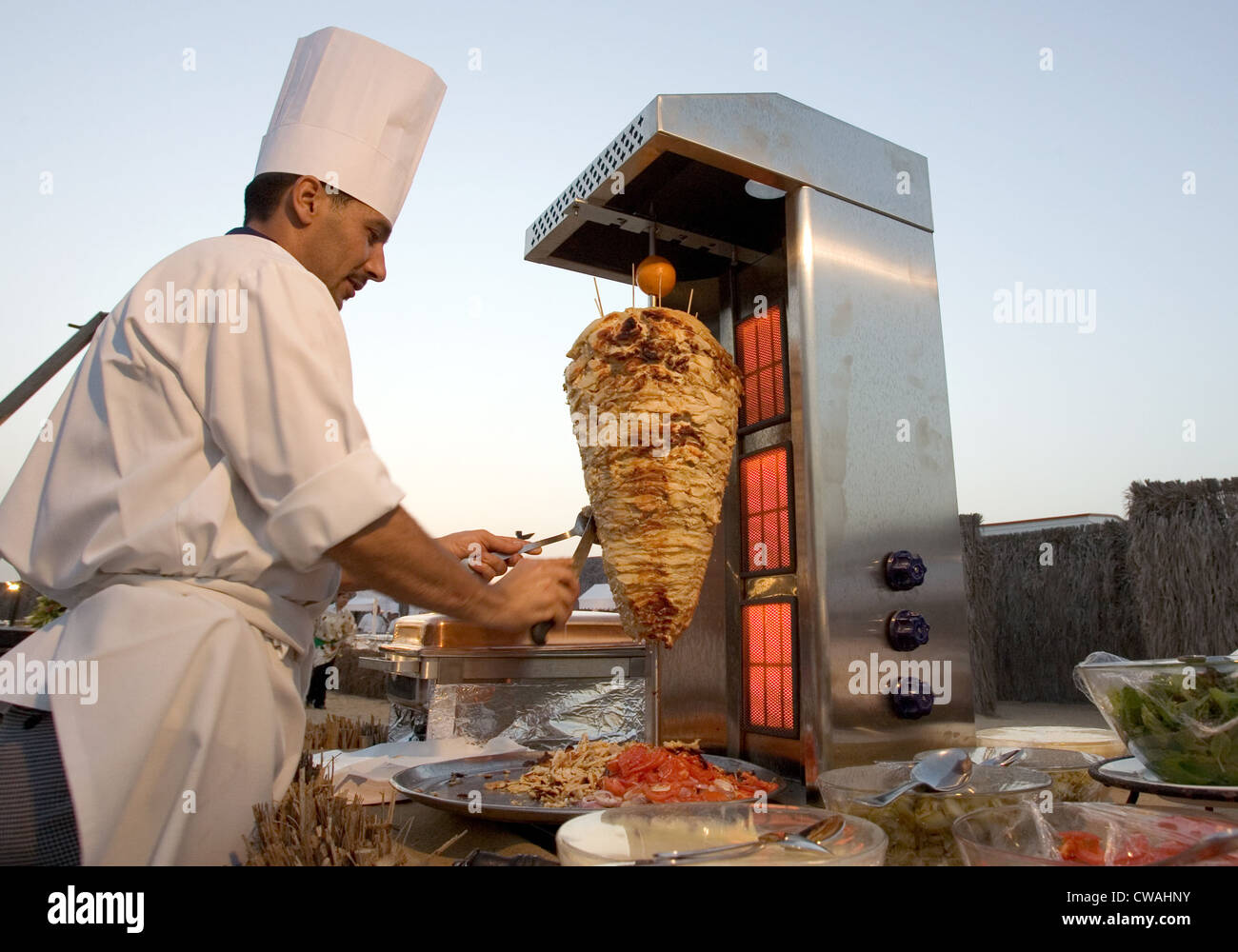Dubai, a chef prepares food Stock Photo