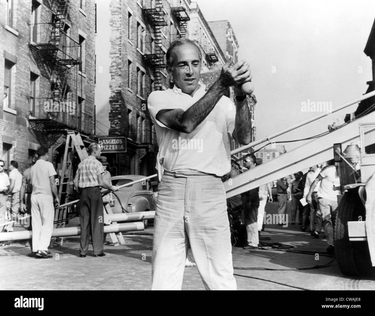 WEST SIDE STORY, choreographer and co-director Jerome Robbins, on set, 1961.. Courtesy: CSU Archives / Everett Collection Stock Photo