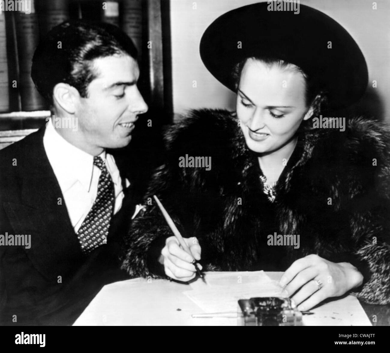 Joe DiMaggio and Dorothy Arnold as they file their intent to wed application. November 10, 1939. Courtesy: CSU Archives/Everett Stock Photo