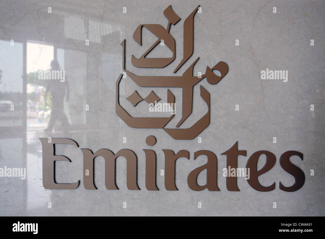 Dubai, Emirates Airlines logo Stock Photo