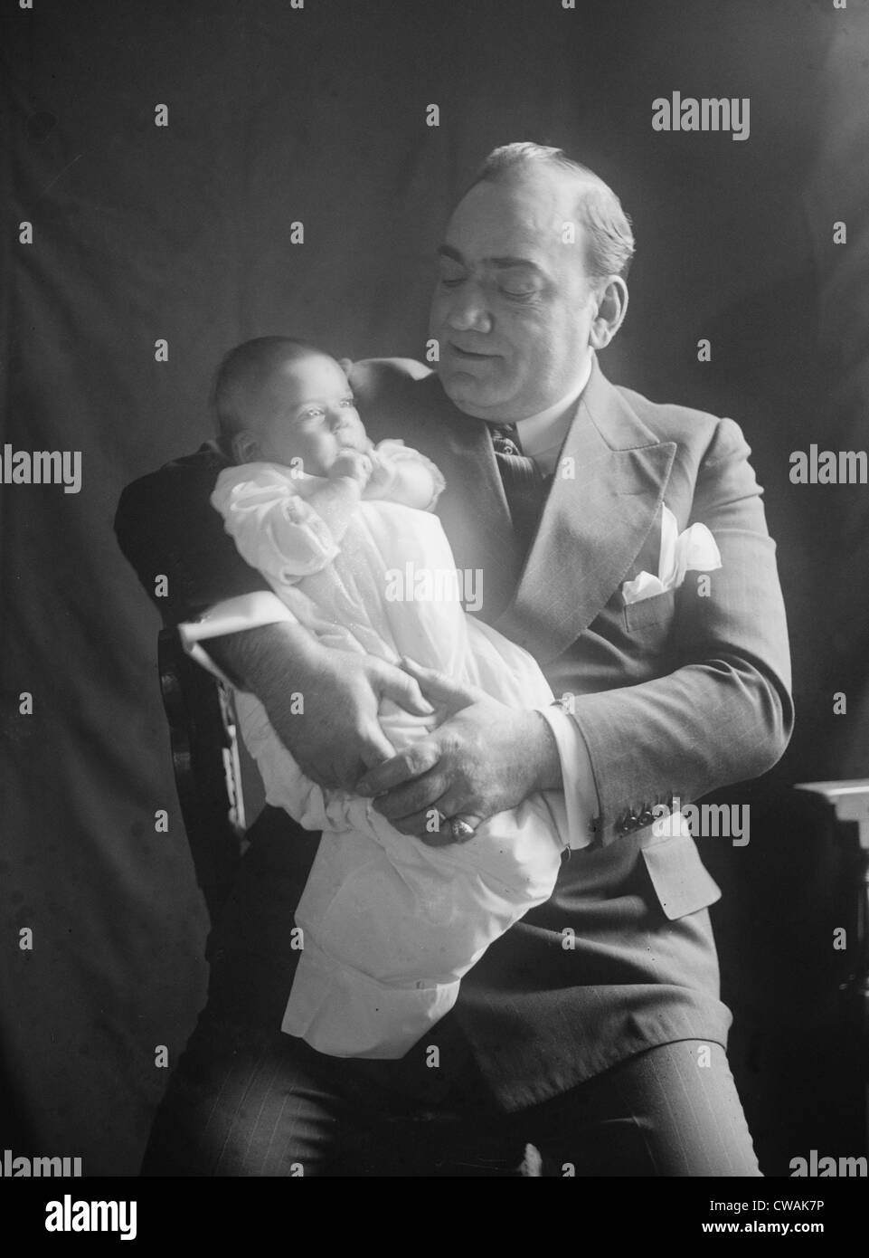 Enrico Caruso (1873-1921), holding his baby daughter, Gloria. 1919. Stock Photo