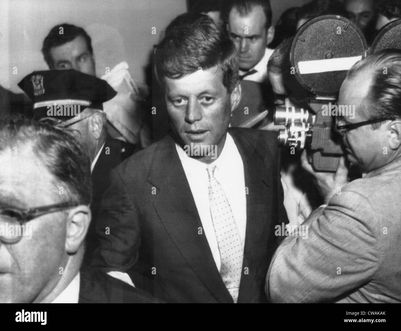 John F. Kennedy leaving the rostrum where he urged the Democratic convention to nominate Senator Estes Kefauver for Vice Stock Photo