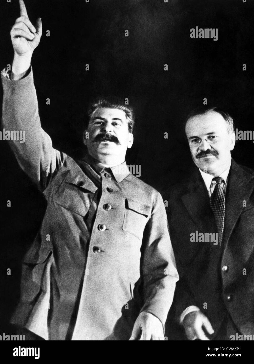 Soviet General Secretary Josef Stalin, Soviet 'prime minister' (Chairman of the Council of People's Commissars) Vyacheslav Stock Photo