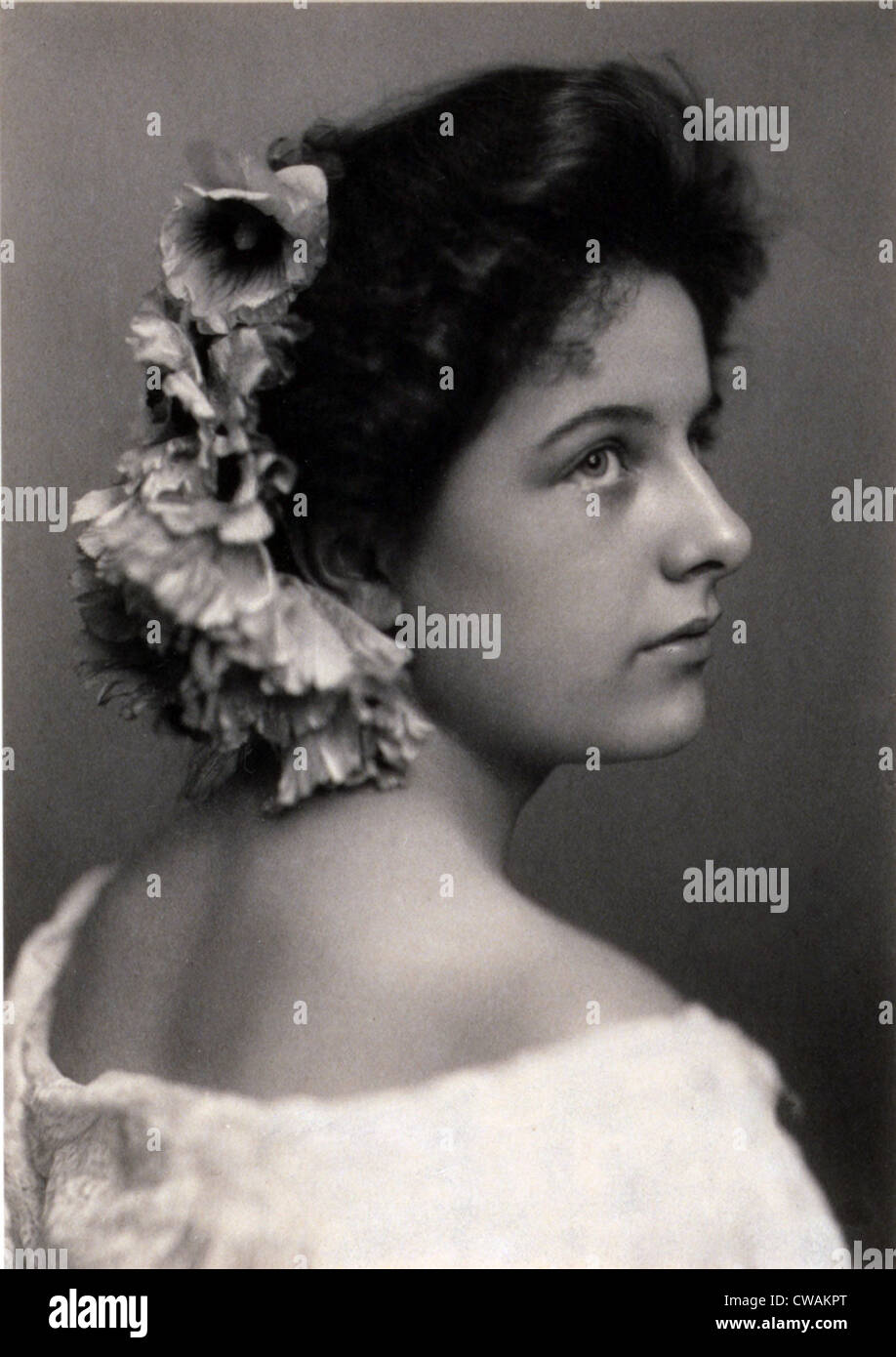 Geraldine Farrar (1882-1967), at the very beginning of her singing career, at age of 16. She would make her debut in Berlin in Stock Photo