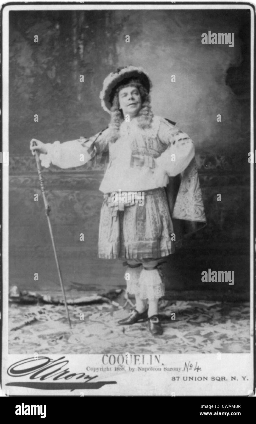 Benoit Constant Coquelin, (1841-1909), French actor as Mascarille in Moliere's one-act satire, PRECIEUSES RIDICULES.  He played Stock Photo