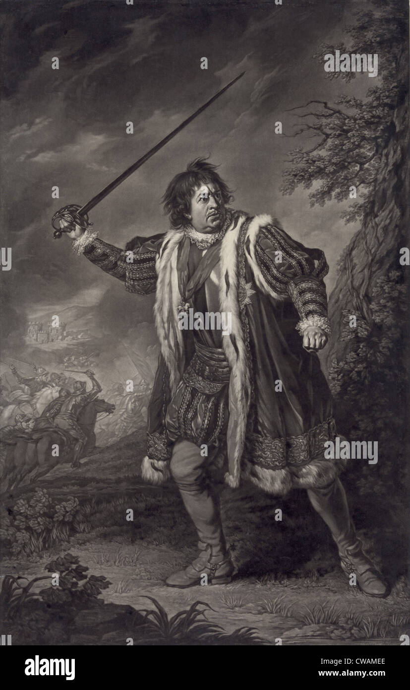 David Garrick (1717-1779), English actor, as Shakespeare's Richard III. Mezzotint by John Boydell, after painting by Nathaniel Stock Photo