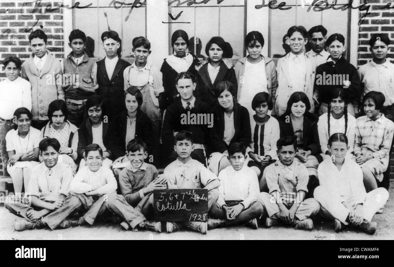 Lyndon B. Johnson ( 2nd row center) as a teacher in 1928. Courtesy: CSU Archives/Everett Collection. Stock Photo