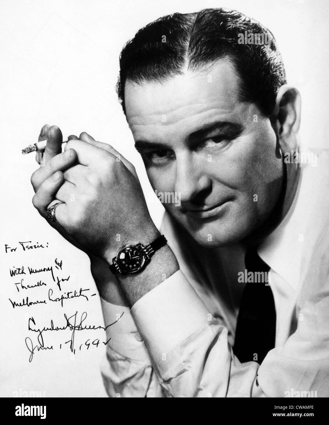 An autographed photo of Lyndon B. Johnson. ca. 1942. Courtesy: CSU Archives/Everett Collection. Stock Photo