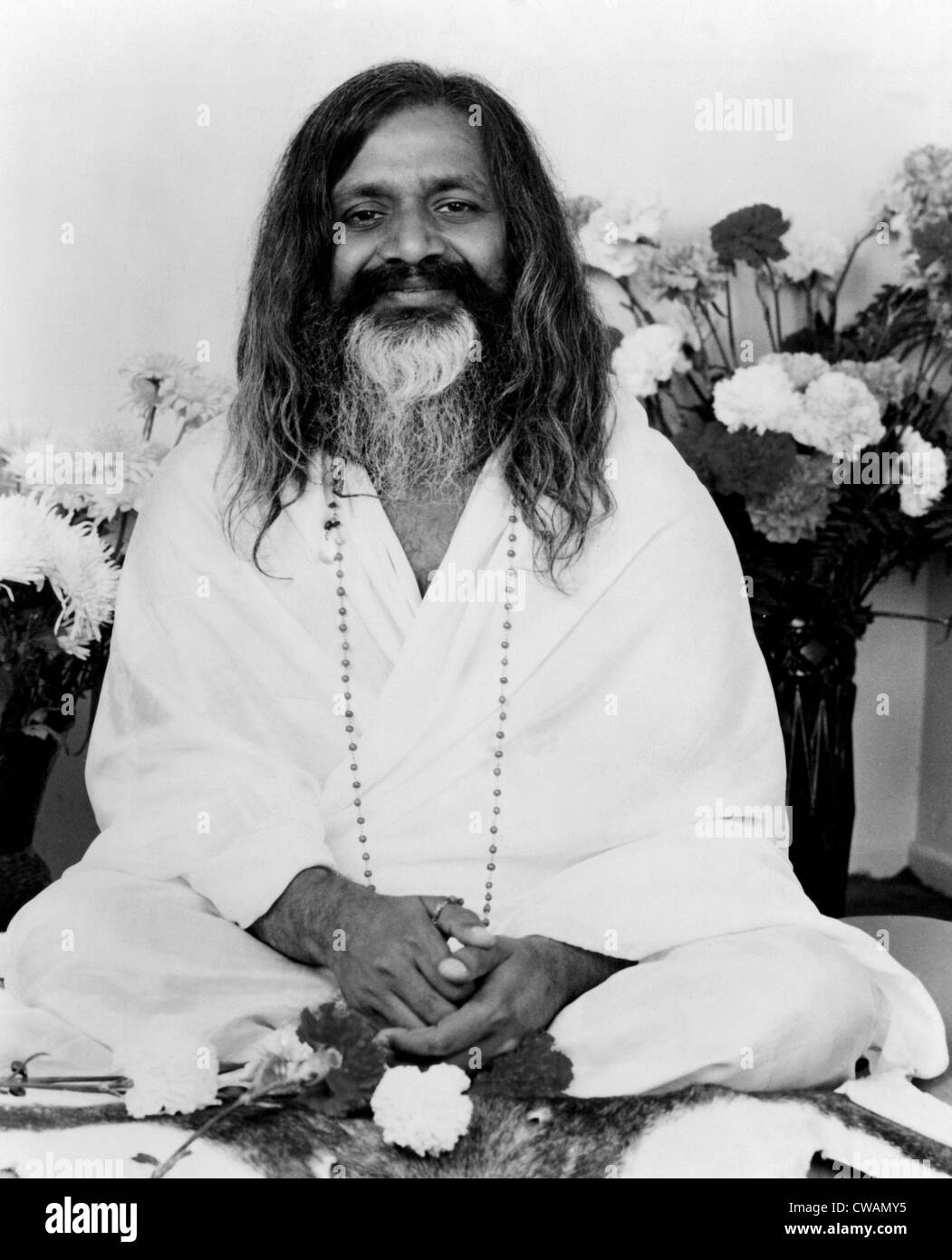 Maharishi Mahesh Yogi, founder of transcendental meditation, circa ...
