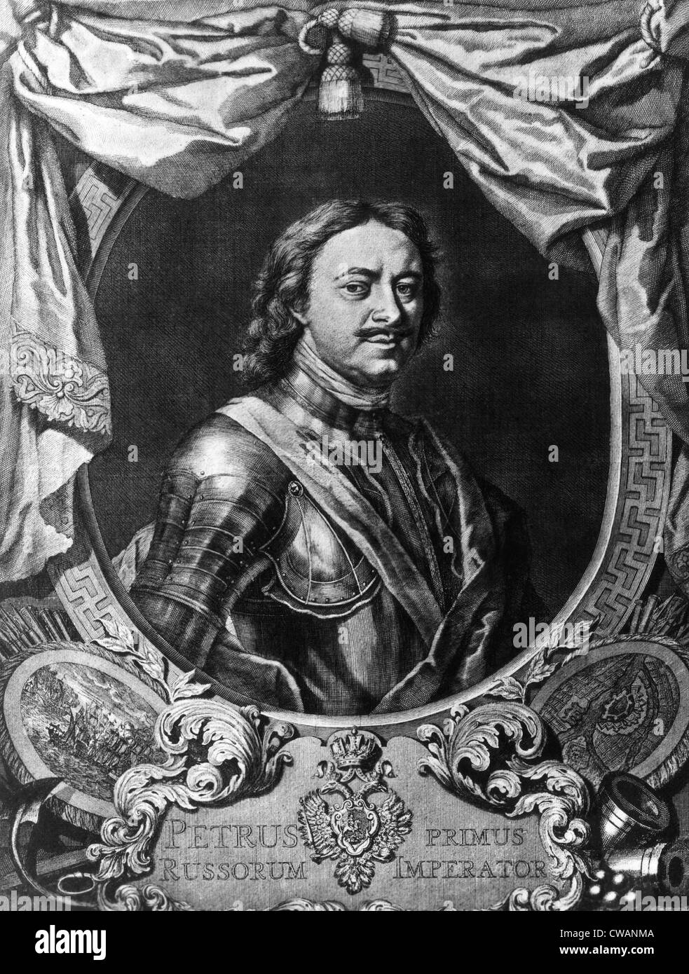 Peter the Great, (aka Peter I of Russia), (1672-1775), Emperor of Russia 1682-1725. Illustration: 1718.. Courtesy: CSU Archives Stock Photo