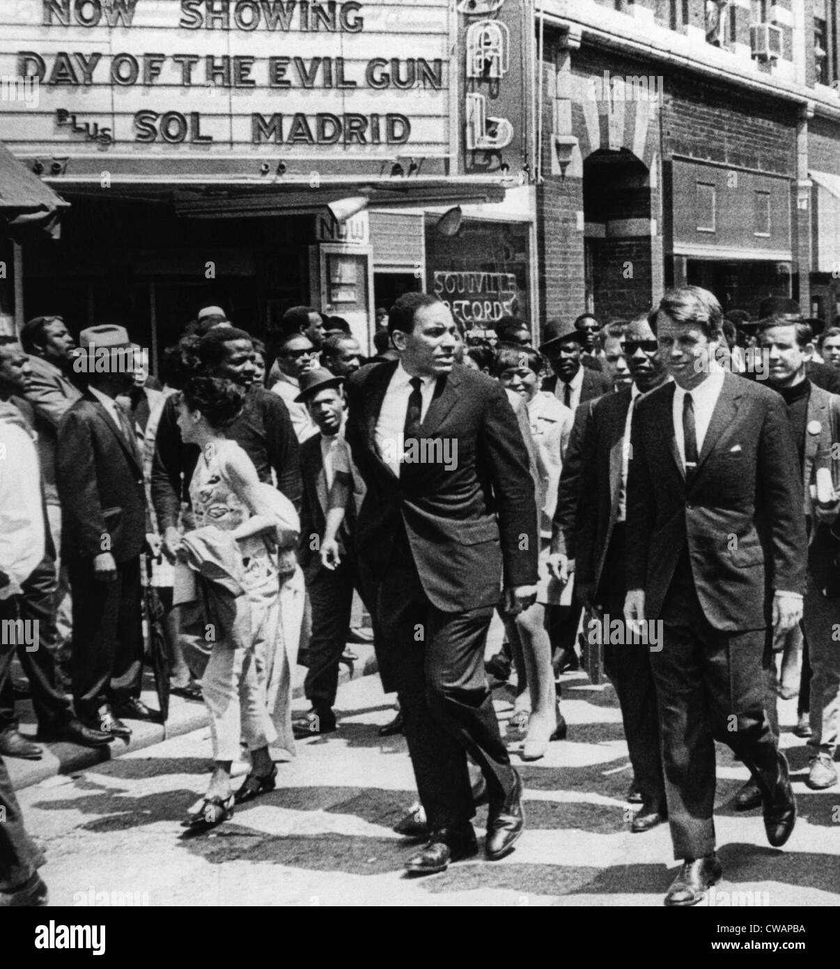 New York Senator Robert Kennedy (right), marching in the funeral procession honoring fallen civil rights leader Dr. Martin Stock Photo