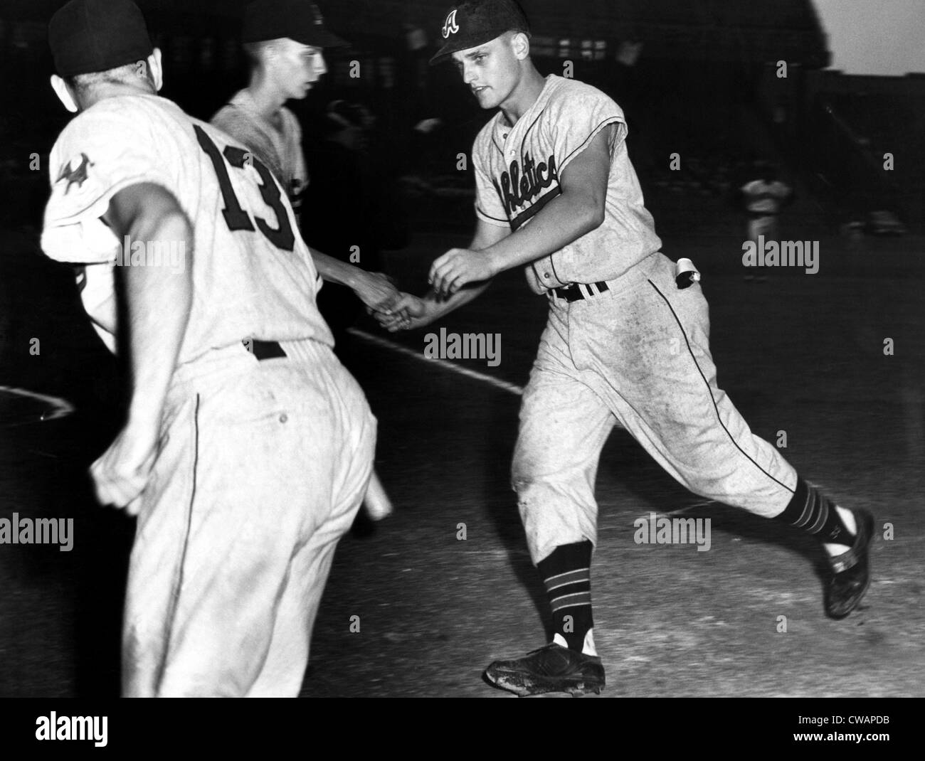 Roger Maris (far right), playing for the Kansas City Athletics, 1958.. Courtesy: CSU Archives / Everett Collection Stock Photo