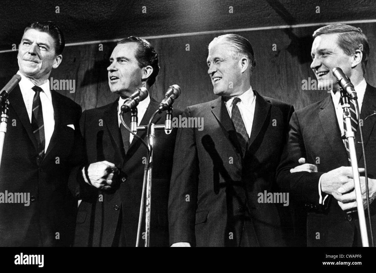 Governor Ronald Reagan, Richard Nixon, Governor George Romney, Senator Charles Percy at a Republican congressional Victory Gala Stock Photo
