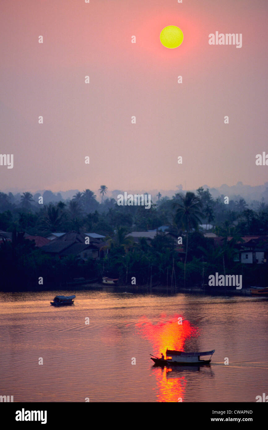Malaysia Borneo Sarawak Kuching Sarawak river sunset Stock Photo