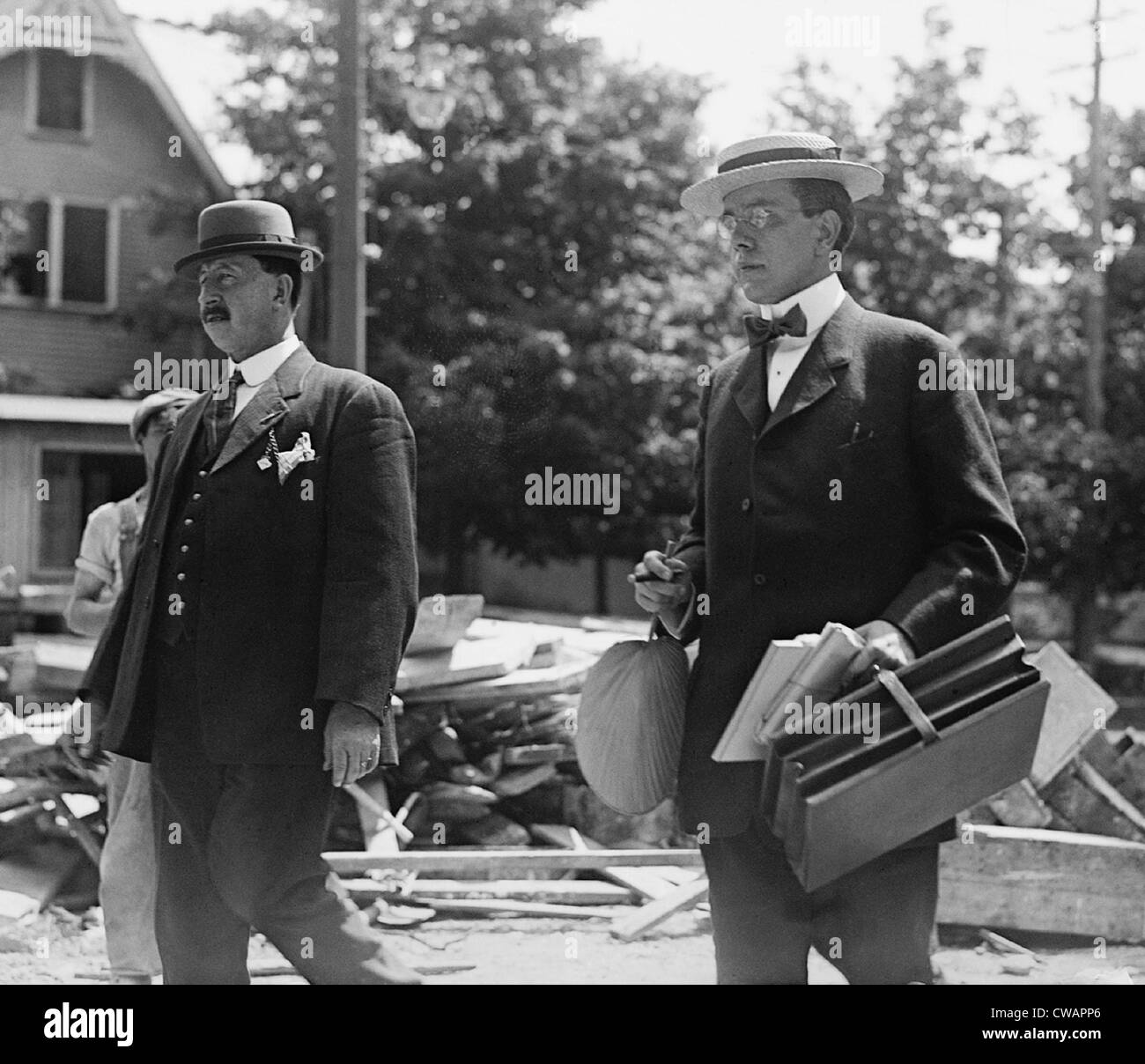 Harry Thaw (1871-1947), murderer of Stanford White, with unidentified gentleman, possibly one of his lawyers.  Ca. 1907-1909. Stock Photo