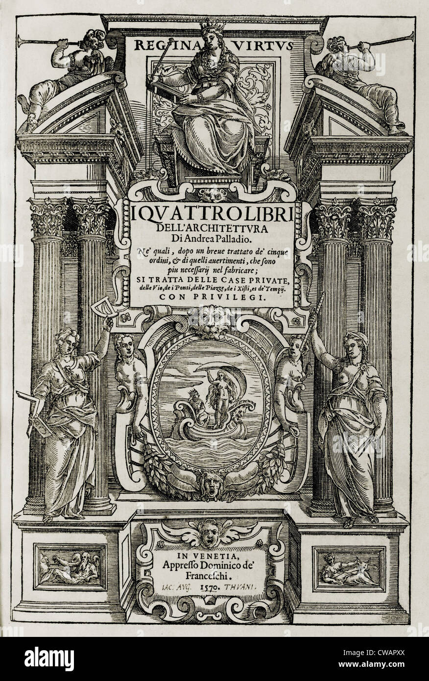 Ornate title page illustration of Andrea Palladio's (1508-1580