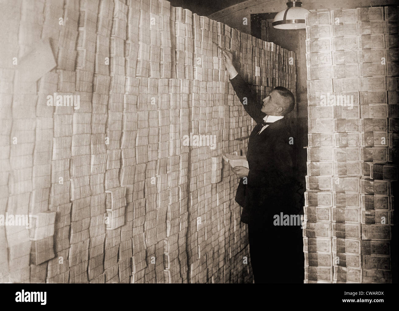 Piles Of German Money In A Berlin Bank During The Post World War I