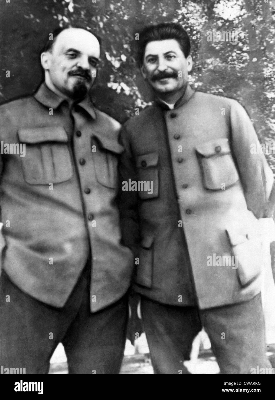 Soviet Premier Vladimir Lenin, and future Soviet Premier Joseph Stalin (from 1922, general secretary of the Communist Party), Stock Photo