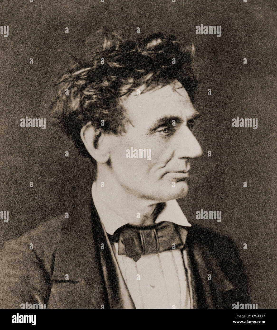 Abraham Lincoln (1809-1865), on February 28, 1857, prior to Senate nomination.  Lincoln mussed up his hair before the picture Stock Photo