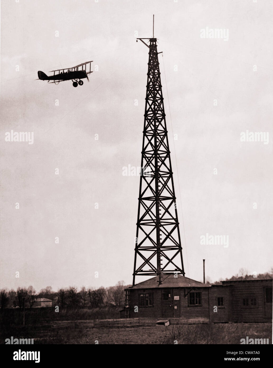 First radio beacon station, with the operating shack and antenna system