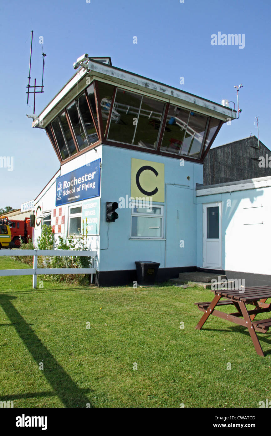 the control tower at Rochester Airport, Kent Stock Photo
