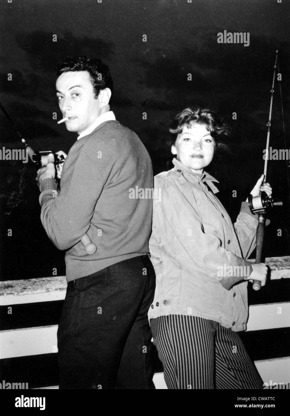 LENNY BRUCE, with his wife Honey Harlow, 1959, Photo: Everett Collection/CSU Archives Stock Photo