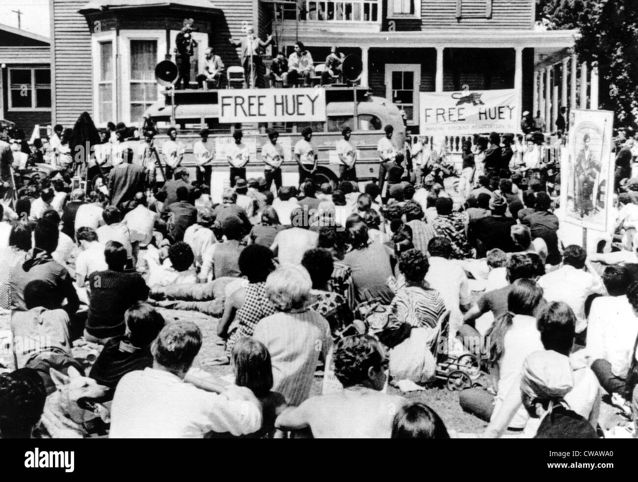 Black Panthers, supporters of Huey Newton demonstrate against Newton's trial, Oakland, CA. 07-13-1968.. Courtesy: CSU Archives Stock Photo